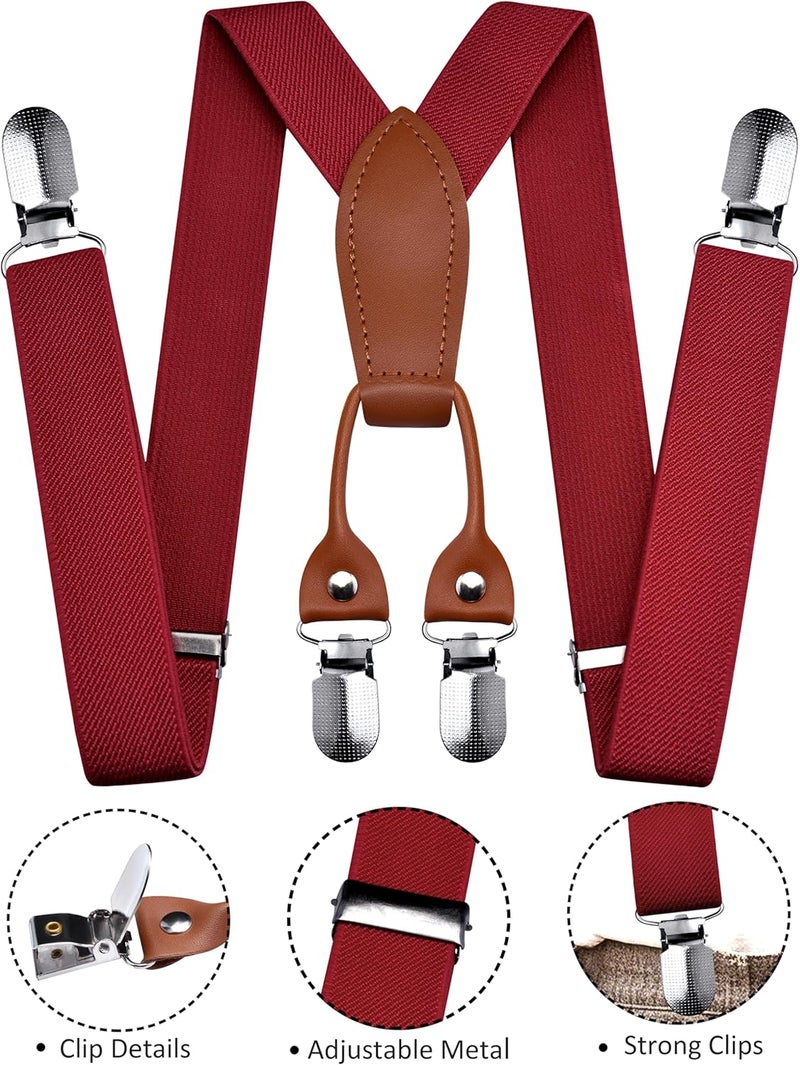 Branduce Solid Color Baby Boy Suspender with 4 Strong Clips Adjustable Kids Y Back Suspenders - Image 2